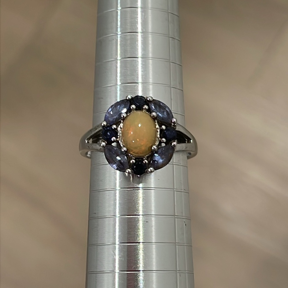 Purple Cubic Zirconia Silver-Plated Ring Size 8.75